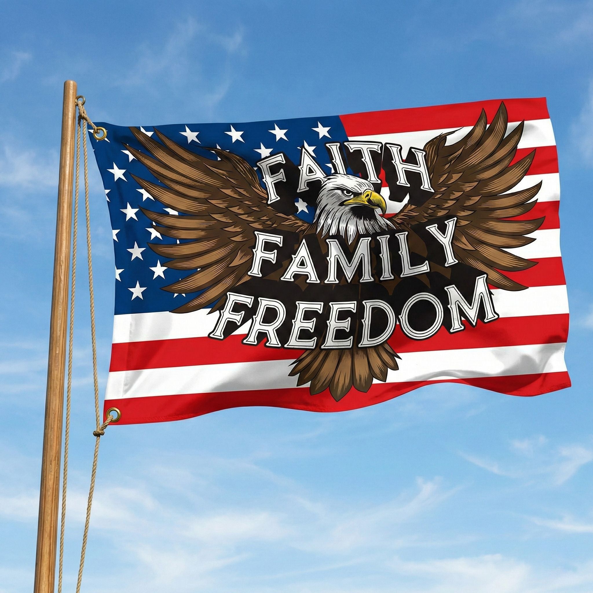 Faith Family Freedom Eagle Flag